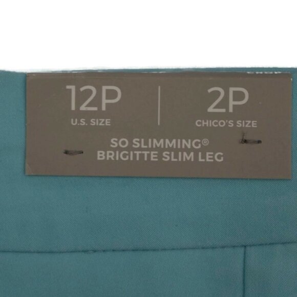 Chicos So Slimming Brigitte Slim Leg Crop Pants Womens 12P Chicos 2P Aria Aqua - Picture 3 of 7